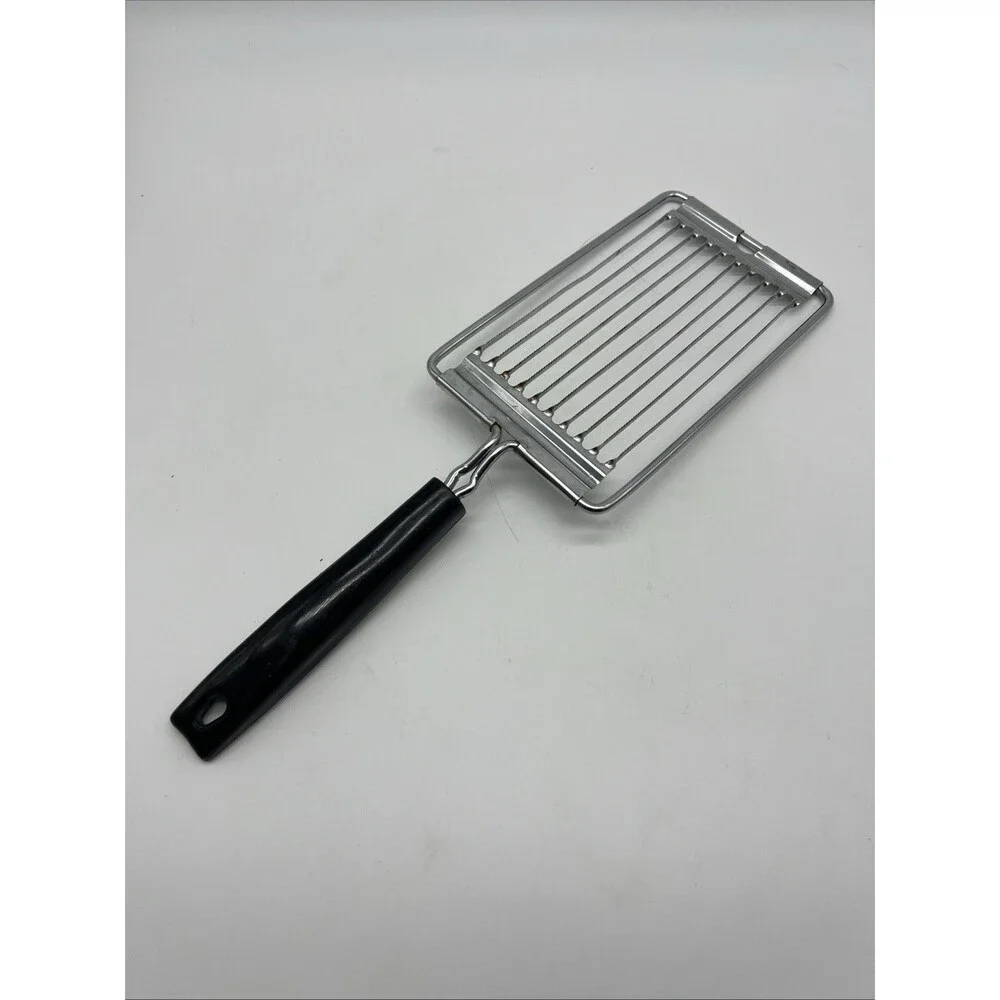Vintage EKCO USA Utensil Tomato Slicer Serrated Stainless Steel Black Handle